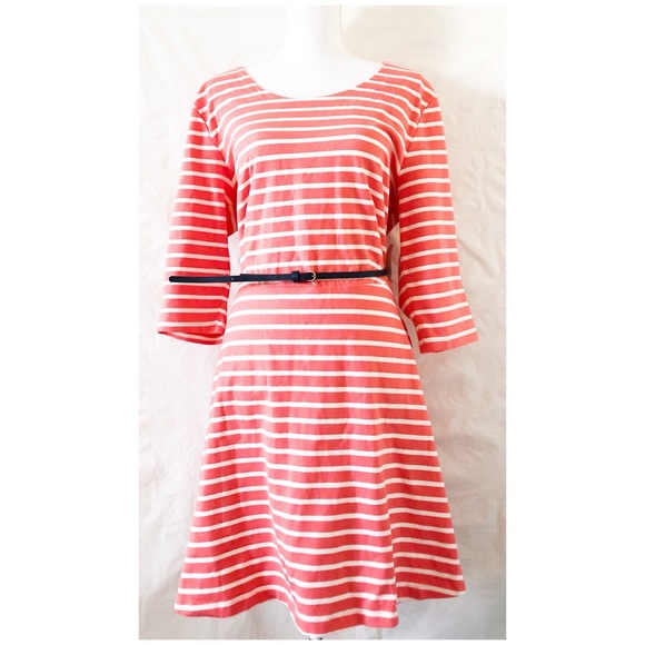 Old Navy Striped Fit & Flare Dress Sz XL Orange - Picture 2 of 6